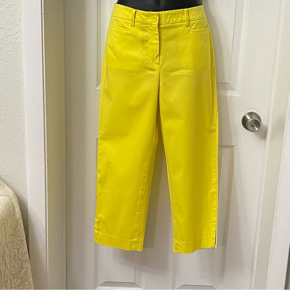Talbots Pants Womens 4 Perfect Skimmer Yellow Flat Front Vibrant CottageCore - Picture 4 of 6